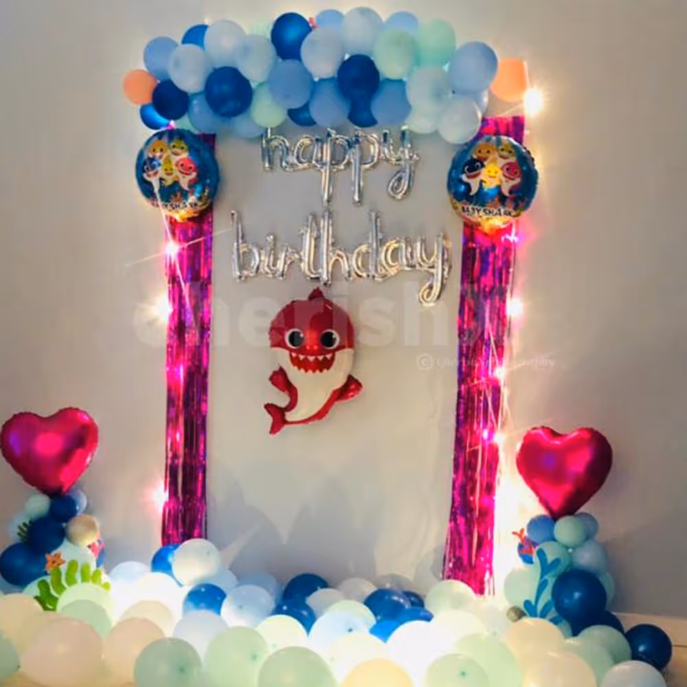 Have a great birthday party with Baby shark birthday decor!