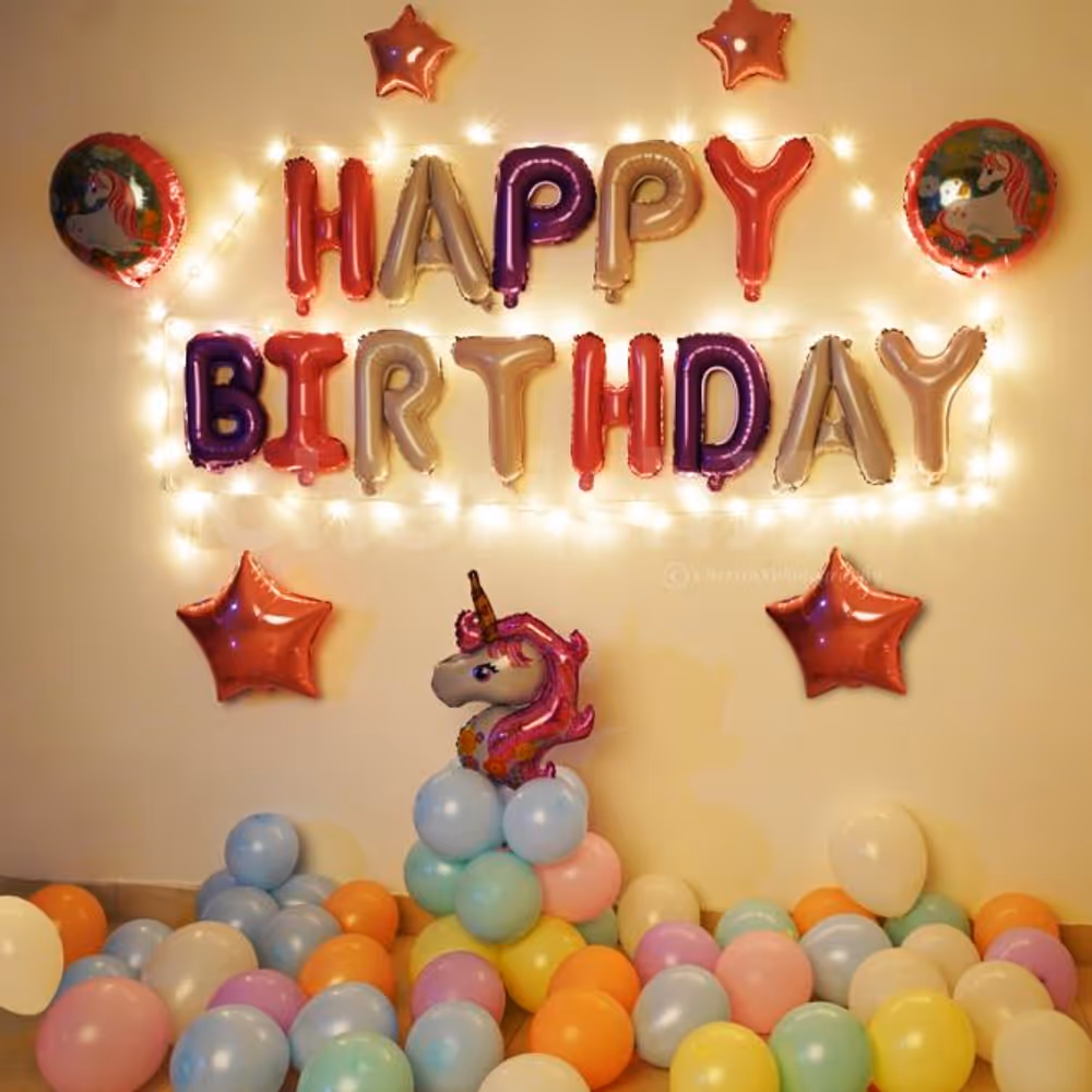 Looking for a simple decor for your kid's birthday? Book this wonderful Unicorn Birthday Surprise Decor!