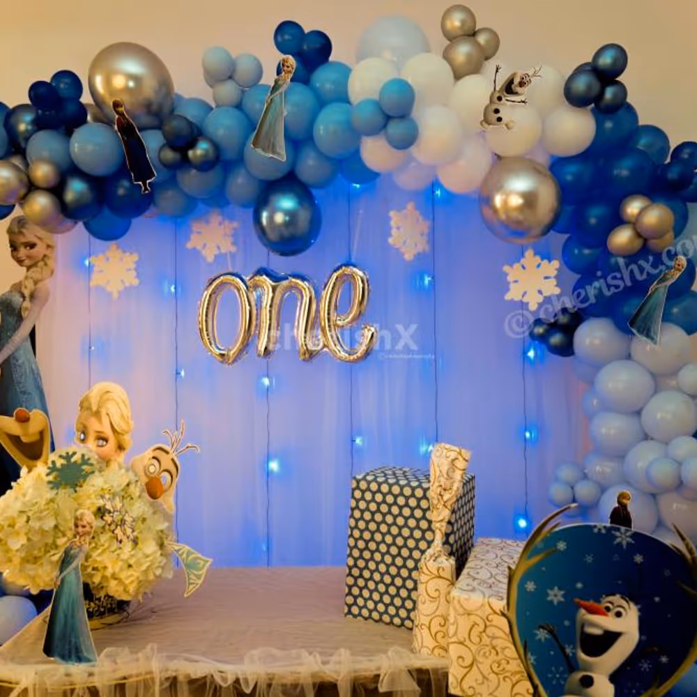 Book this wonderful Frozen Themed Decoration for your kid's birthday.