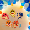 Baby Shark Paper Cut-outs and Balloon arc to enhance the Room Decoration.