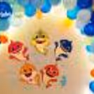 Baby Shark Paper Cut-outs and Balloon arc to enhance the Room Decoration.