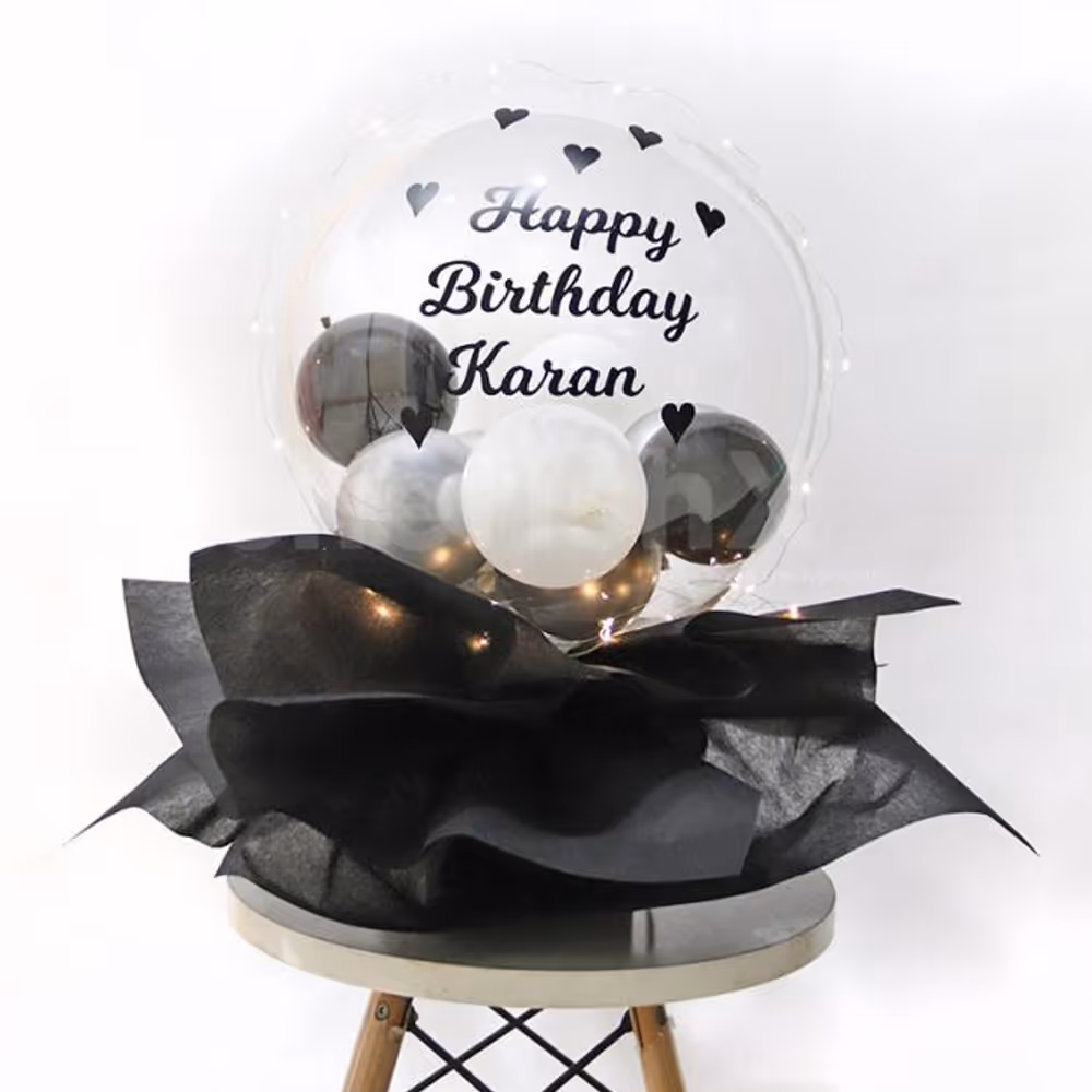 Planning to give something to your partner on anniversary? Well, then give this beautiful black balloon bucket to make it memorable!
