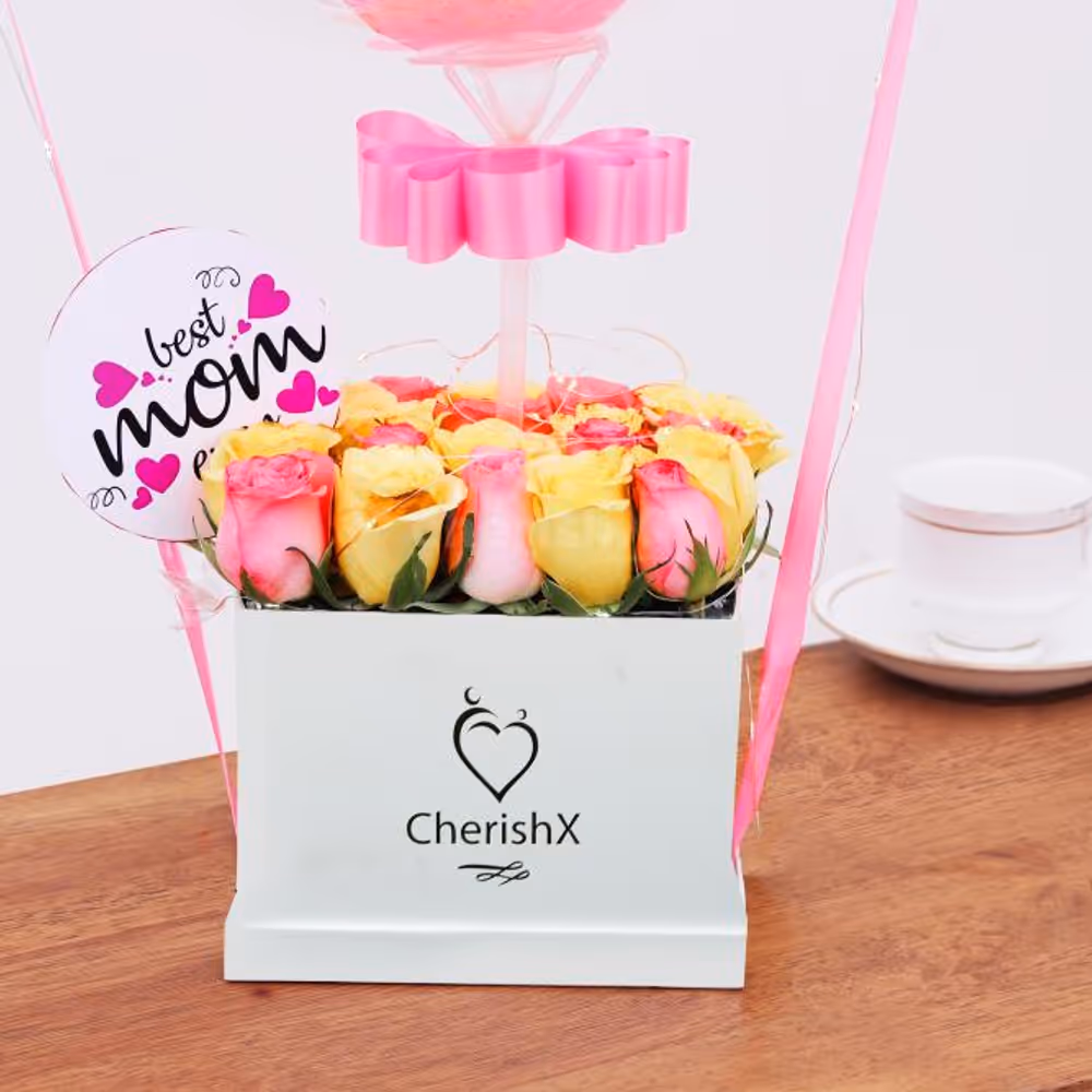 Brighten up your Mother's Day with a loving Mother's Day Gift - A Balloon Bucket with Flowers for your mum, grandma or aunt.