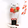 A heart-warming balloon bucket filled with white and red roses!
