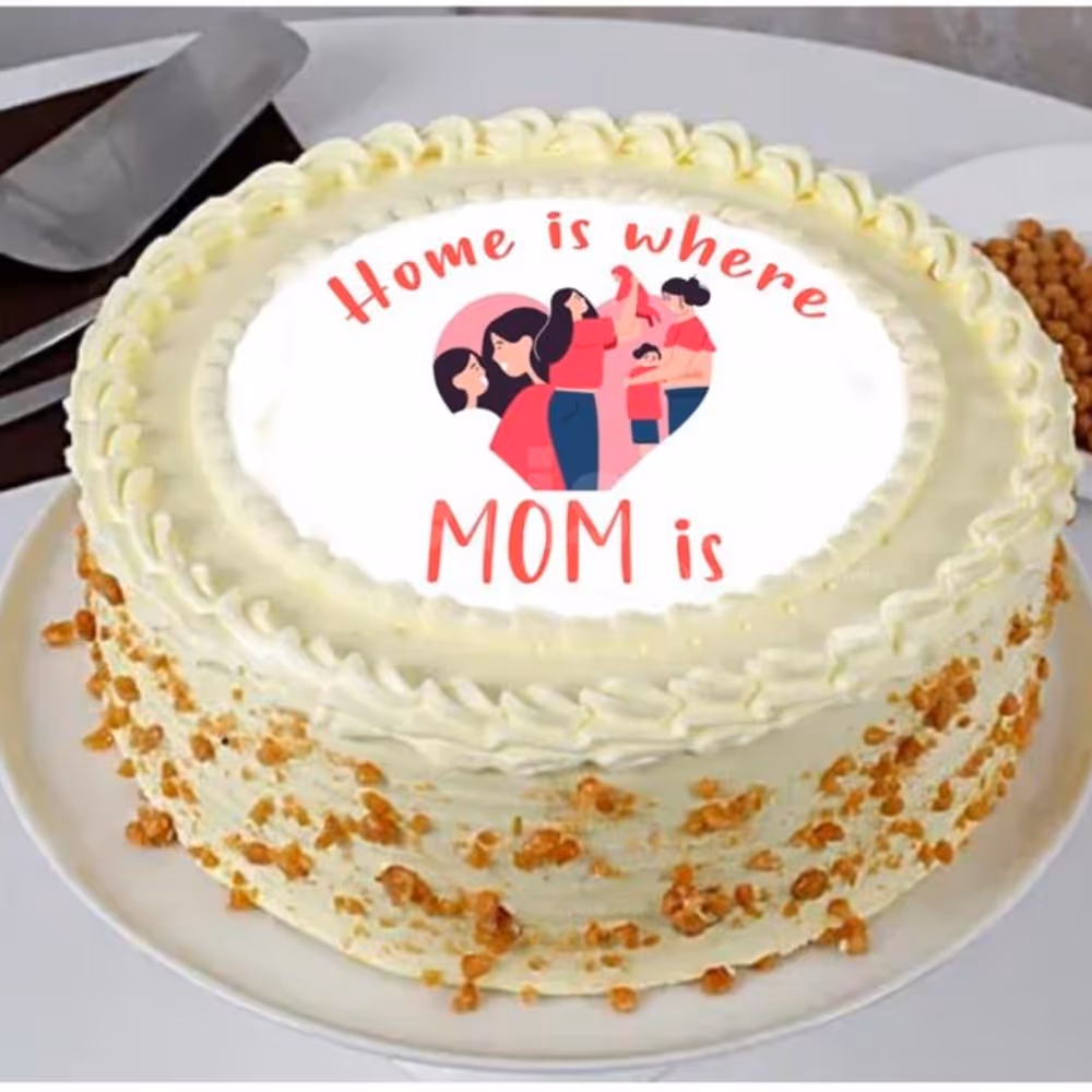 Buy Online or Send a delicious Mothers Day Special Butterscotch Photo Cake anywhere in Delhi, Gurgaon, Noida, NCR, Bangalore, Jaipur