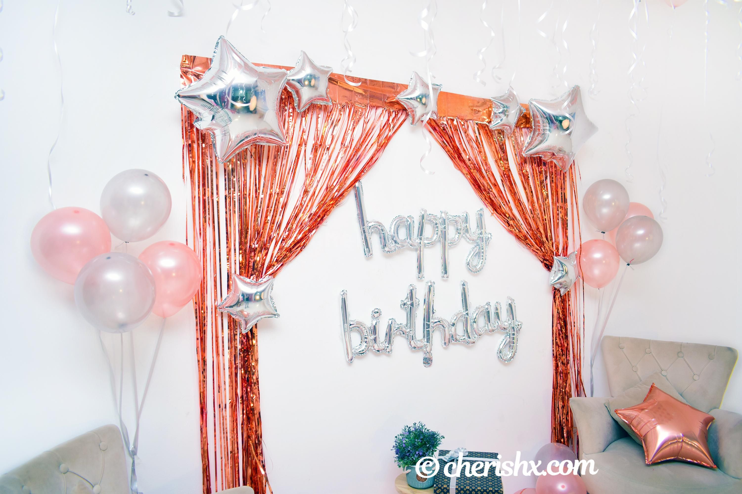 Light up your close one's heart on birthday by surprising them with CherishX's Happy Birthday Rose Gold Surprise Decor!
