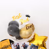 CherishX’s Black & Gold Father’s Day Bucket consists of a Bubble Balloon Filled with black and gold chrome balloons!