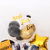 CherishX’s Black & Gold Father’s Day Bucket consists of a Bubble Balloon Filled with black and gold chrome balloons!