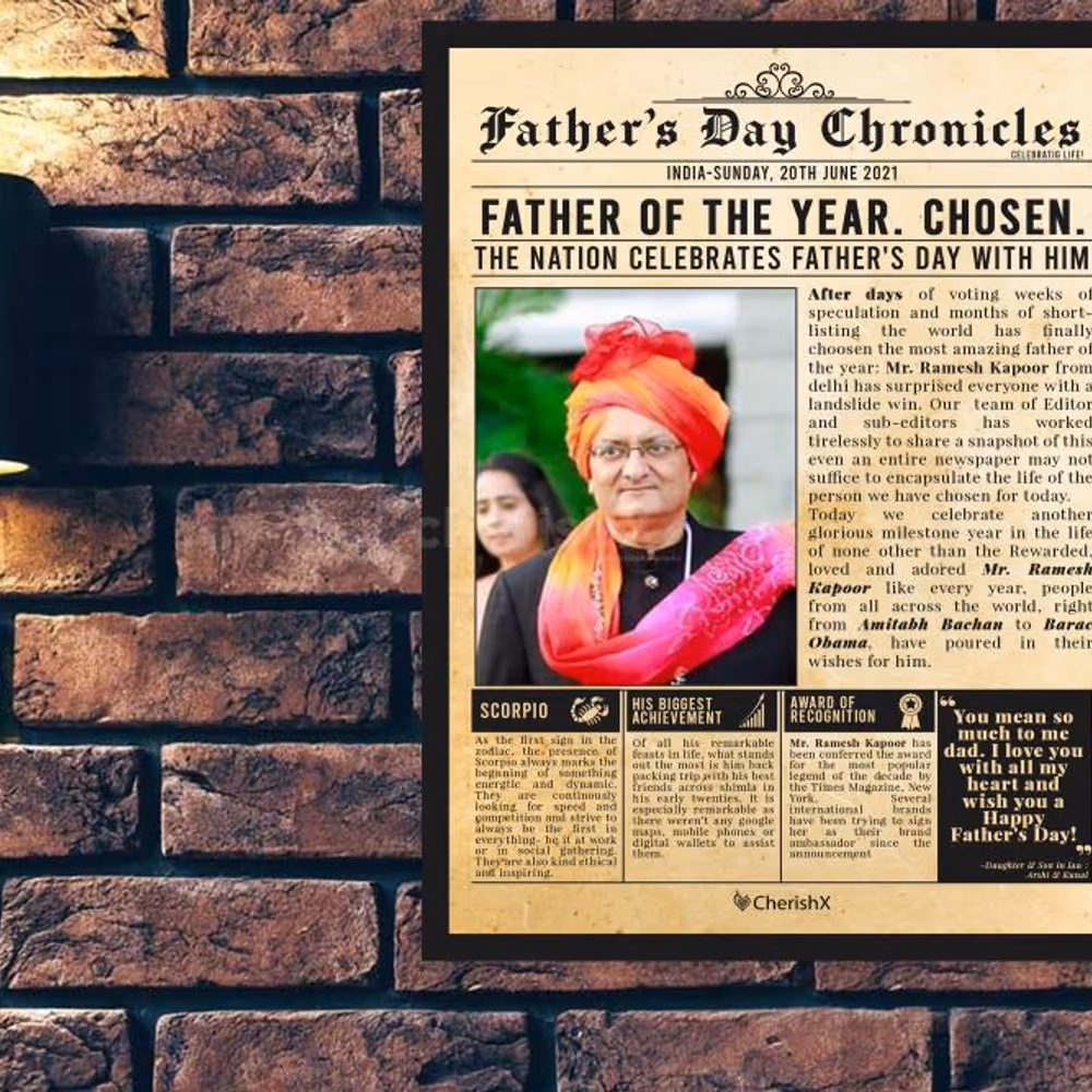 CherishX offers you a unique Father's day gift i.e., a Father's day special newspaper!