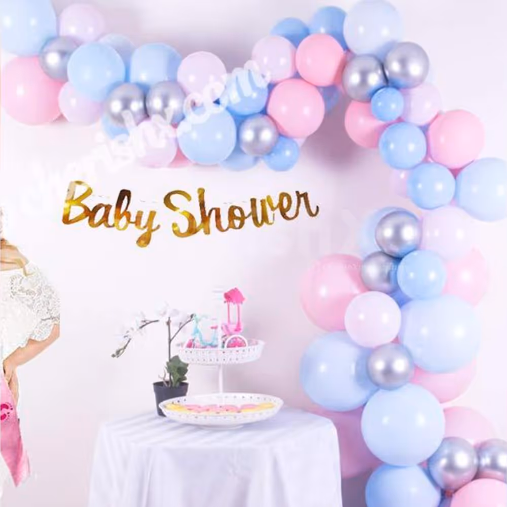 2. Make your baby shower celebration memorable by adding a pastel balloons baby shower decor!