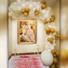 A Decor with White & Gold Balloon Bunch for Guruji's Birthday by CherishX!