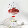 Rosegold Balloon bucket with white roses delivery in Bangalore