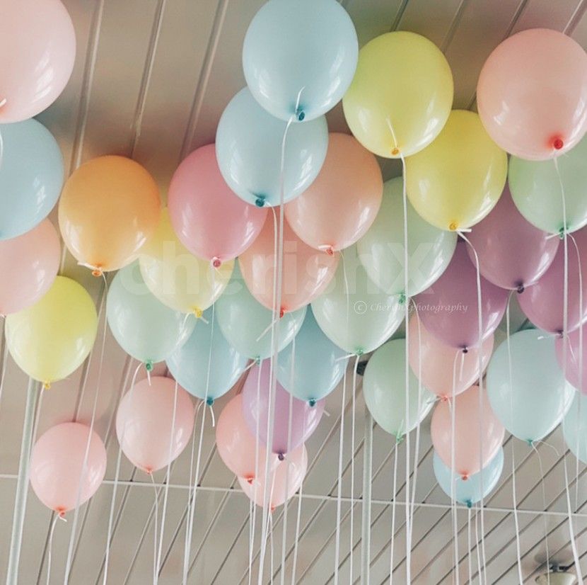 Add 50 more balloons to ceiling
