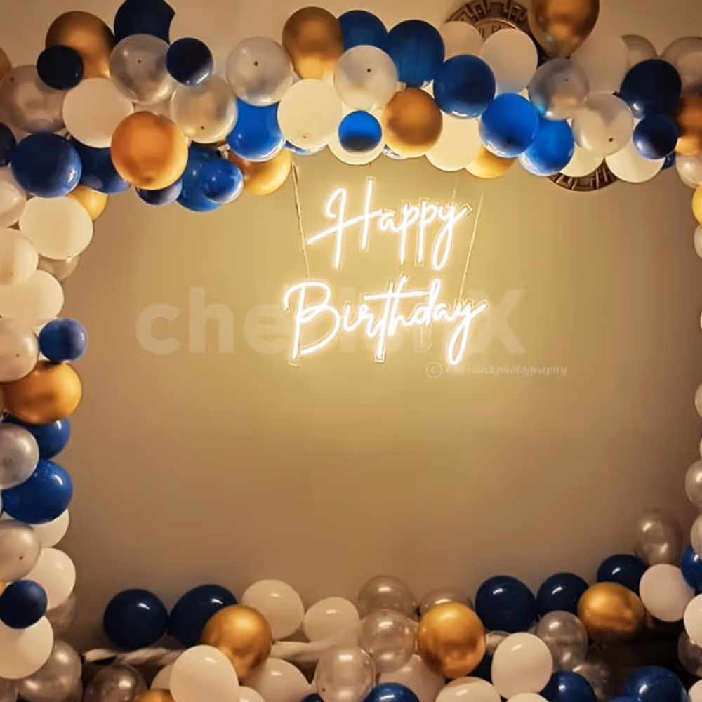 Go for something different this time with an elegant happy birthday neon light decor!