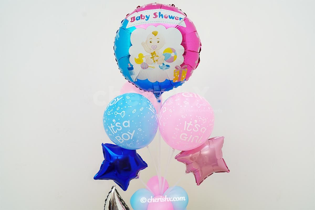 Book a pretty baby shower decorative balloon bouquet for the corner of your room or hall.