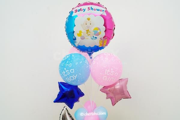 Book a pretty baby shower decorative balloon bouquet for the corner of your room or hall.