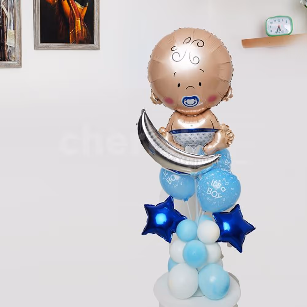 Send your blessings for the newborn baby boy by gifting welcome baby boy balloon stand.