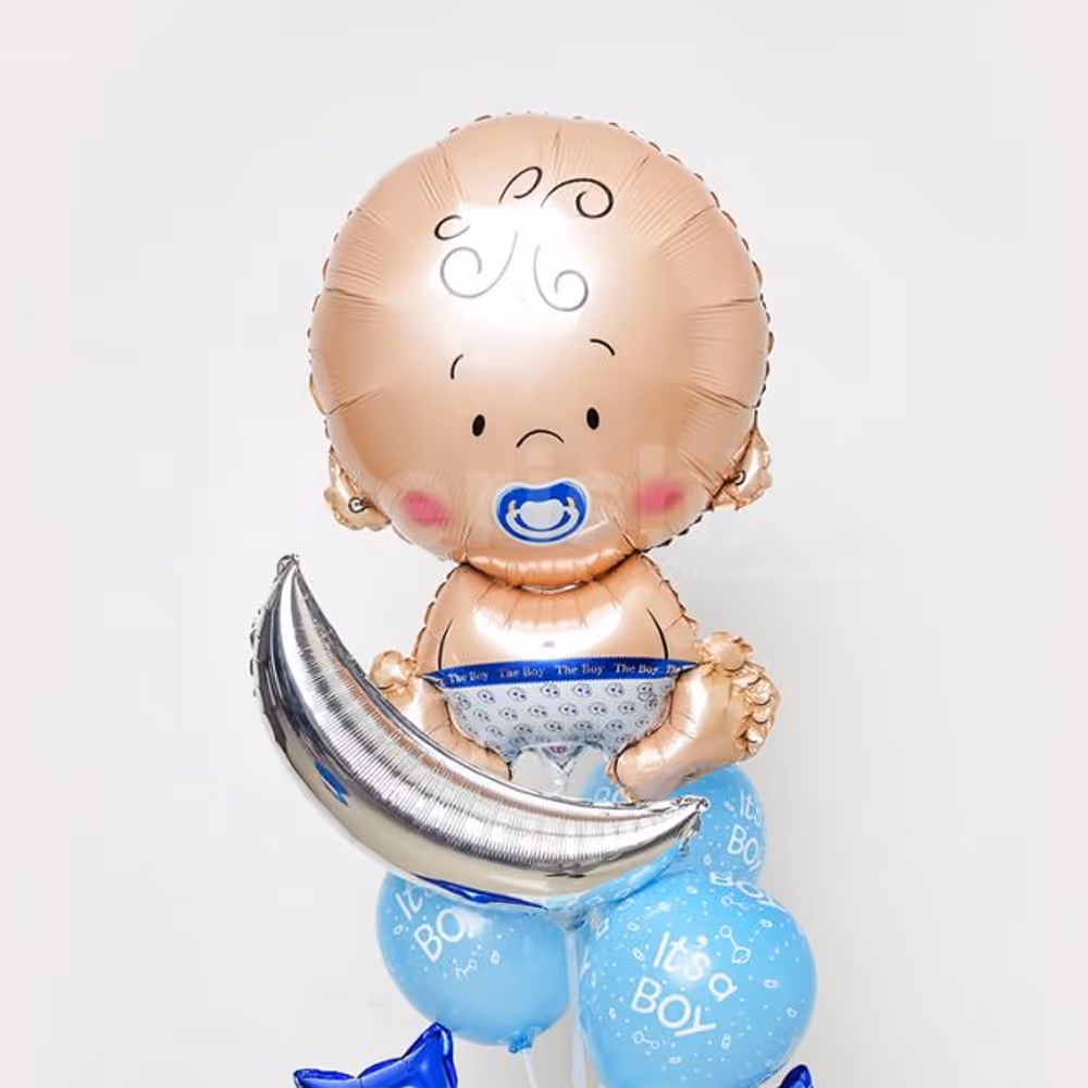Baby boy foil balloon for the balloon bunch.