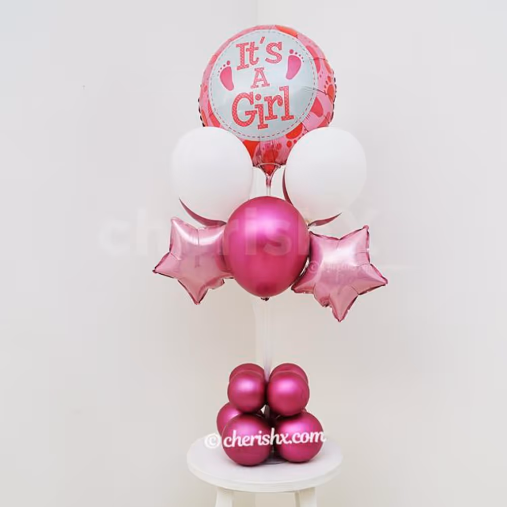 Book this adorable it's a girl balloon bouquet to surprise your close ones.