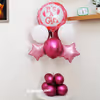 The shades of pink balloons are used for CherishX's It's a girl balloon stand.