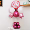 The shades of pink balloons are used for CherishX's It's a girl balloon stand.