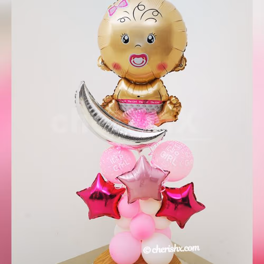 It's a girl pink colour printed balloon