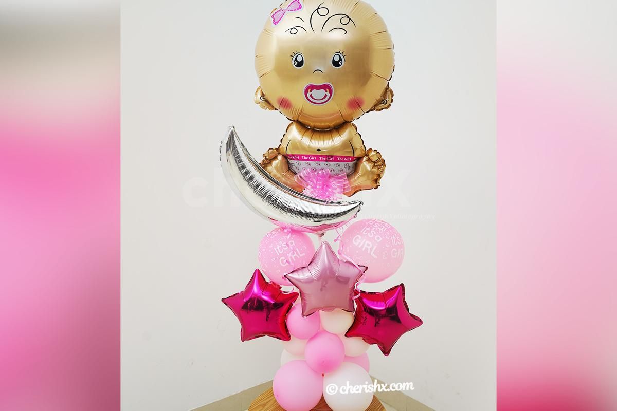 It's a girl pink colour printed balloon