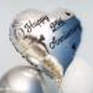 Silver Heart-shaped Foil Balloon with a Vinyl printed message on it.
