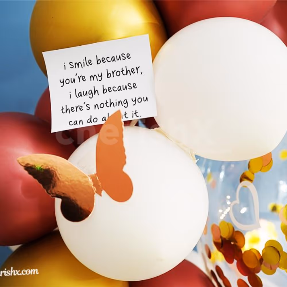 Bubble balloon with Golden Confetti highlighting the CherishX Rakhi balloon bunch