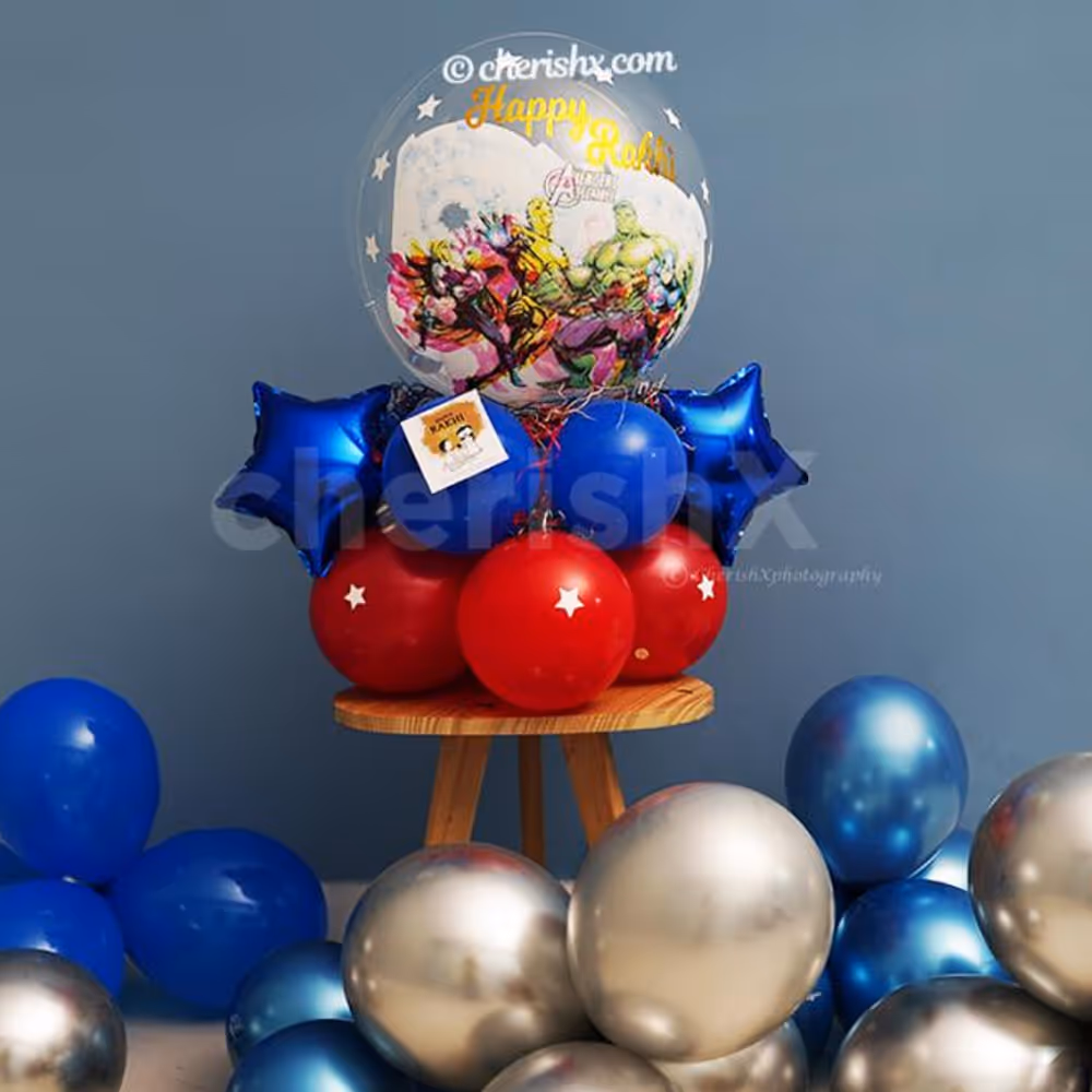 You can surprise your little siblings with this cute Superhero balloon bouquet.