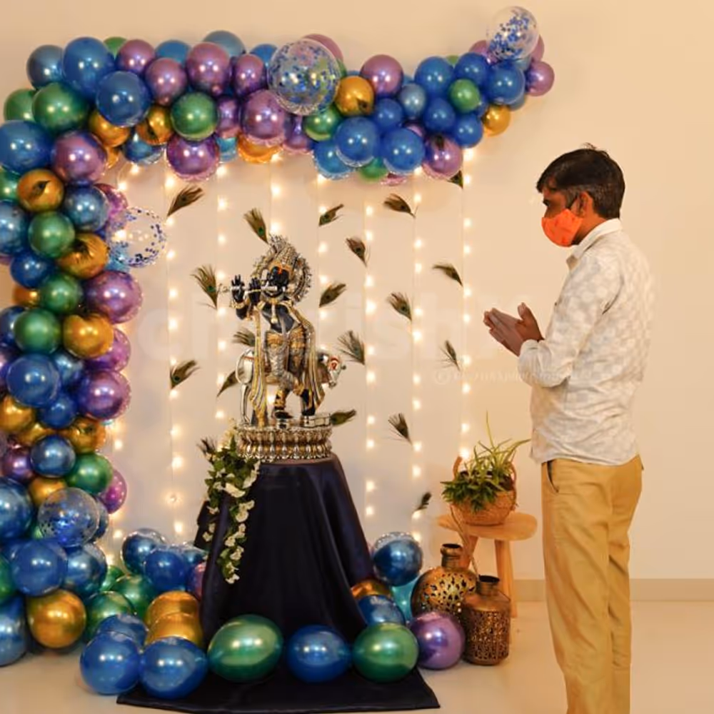 You can have the statue of the Krishna or any other deity placed at the center of the decor and celebrate the festival beautifully.