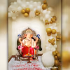 CherishX's White and Golden Ganesh Chaturthi Balloon Decoration.