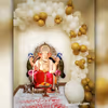 CherishX's White and Golden Ganesh Chaturthi Balloon Decoration.