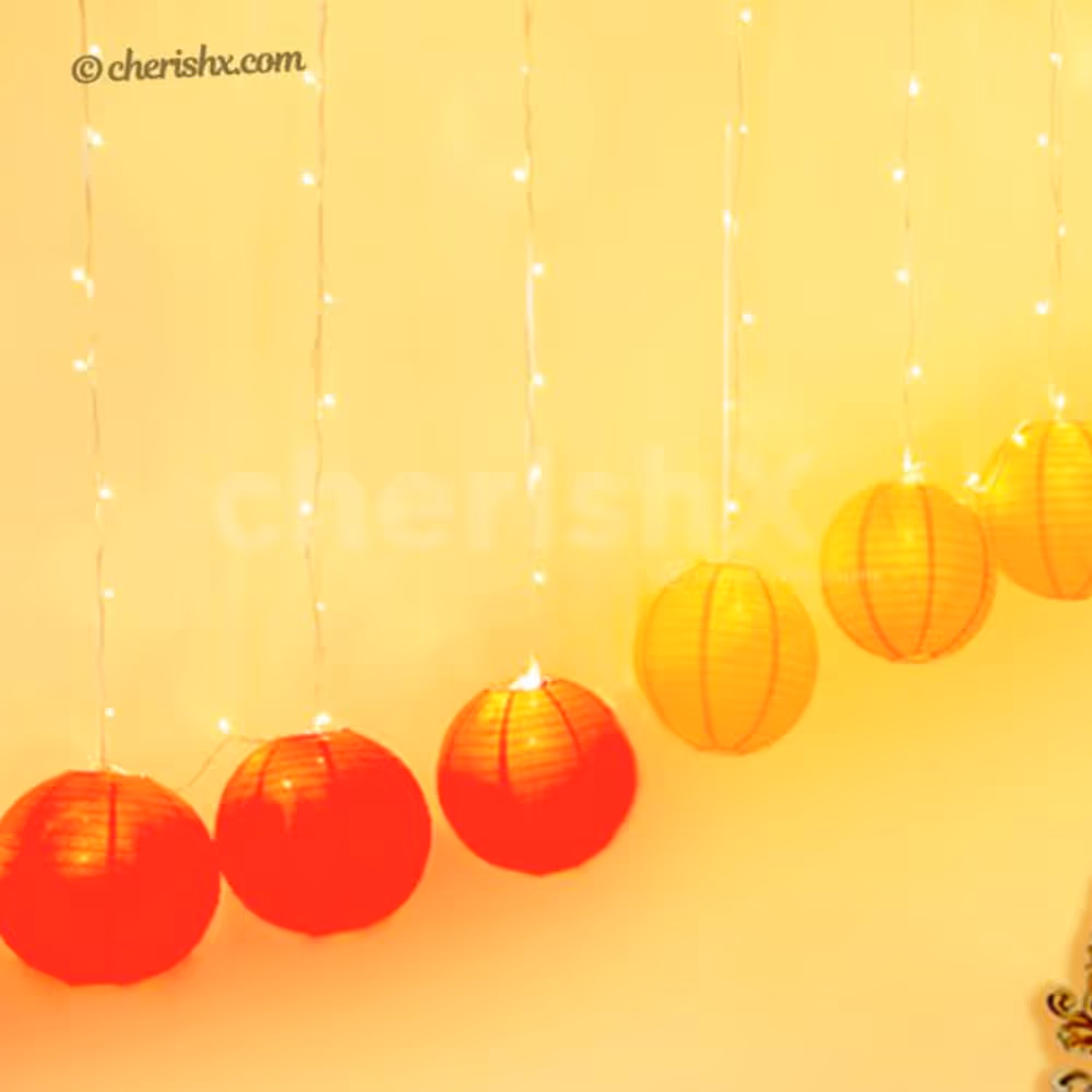 Lanterns hanging with lights diagonally for illumination!