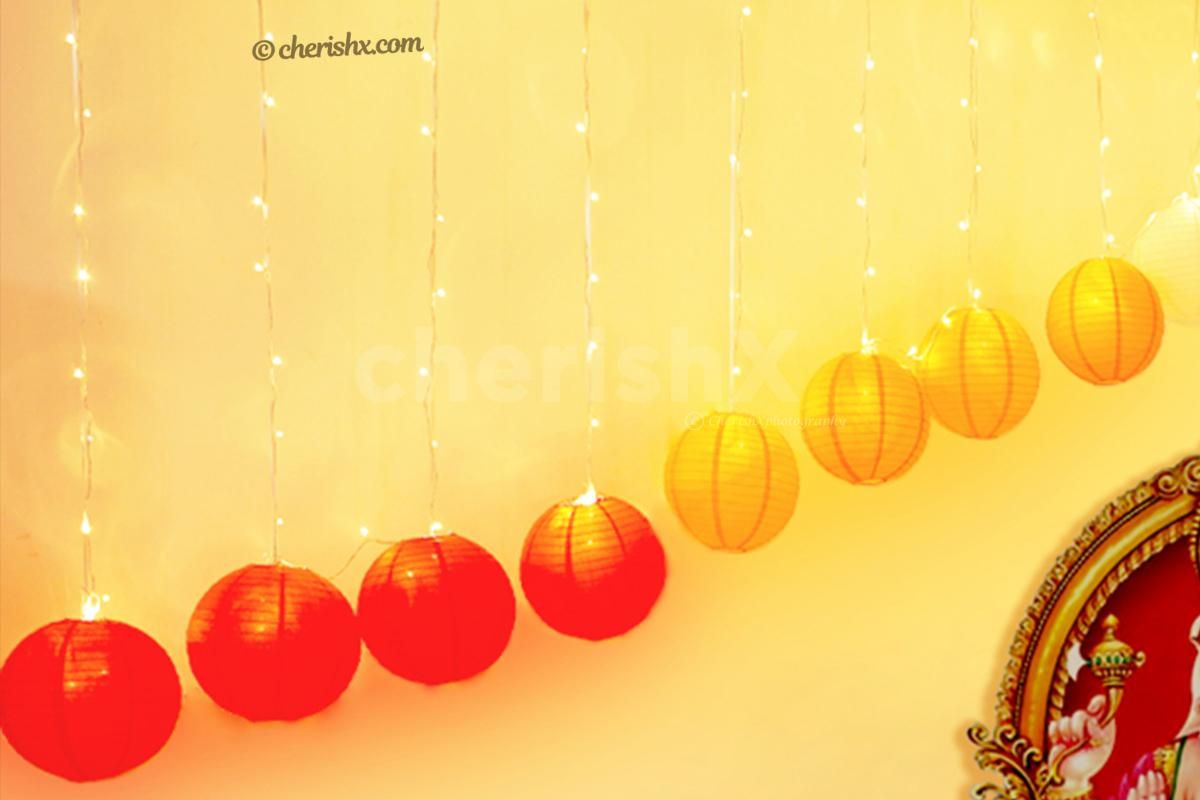 Lanterns hanging with lights diagonally for illumination!