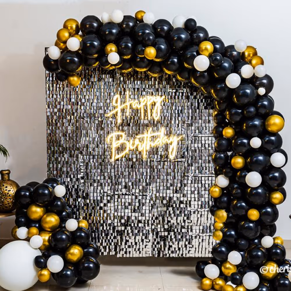 A Gorgeous in-trend Premium Sequins Black and Gold Neon Decor!