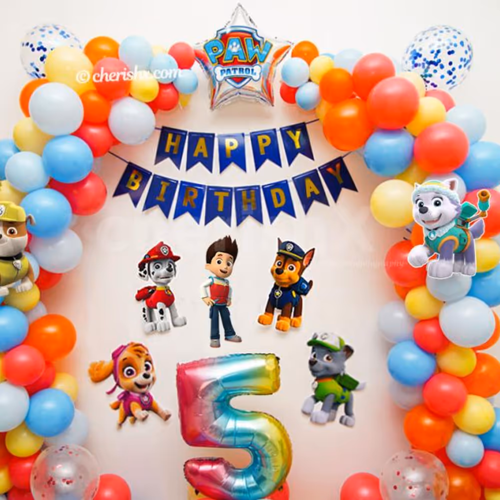 Surprise your child on his/her birthday with this colourful PAW Patrol Themed birthday decor!