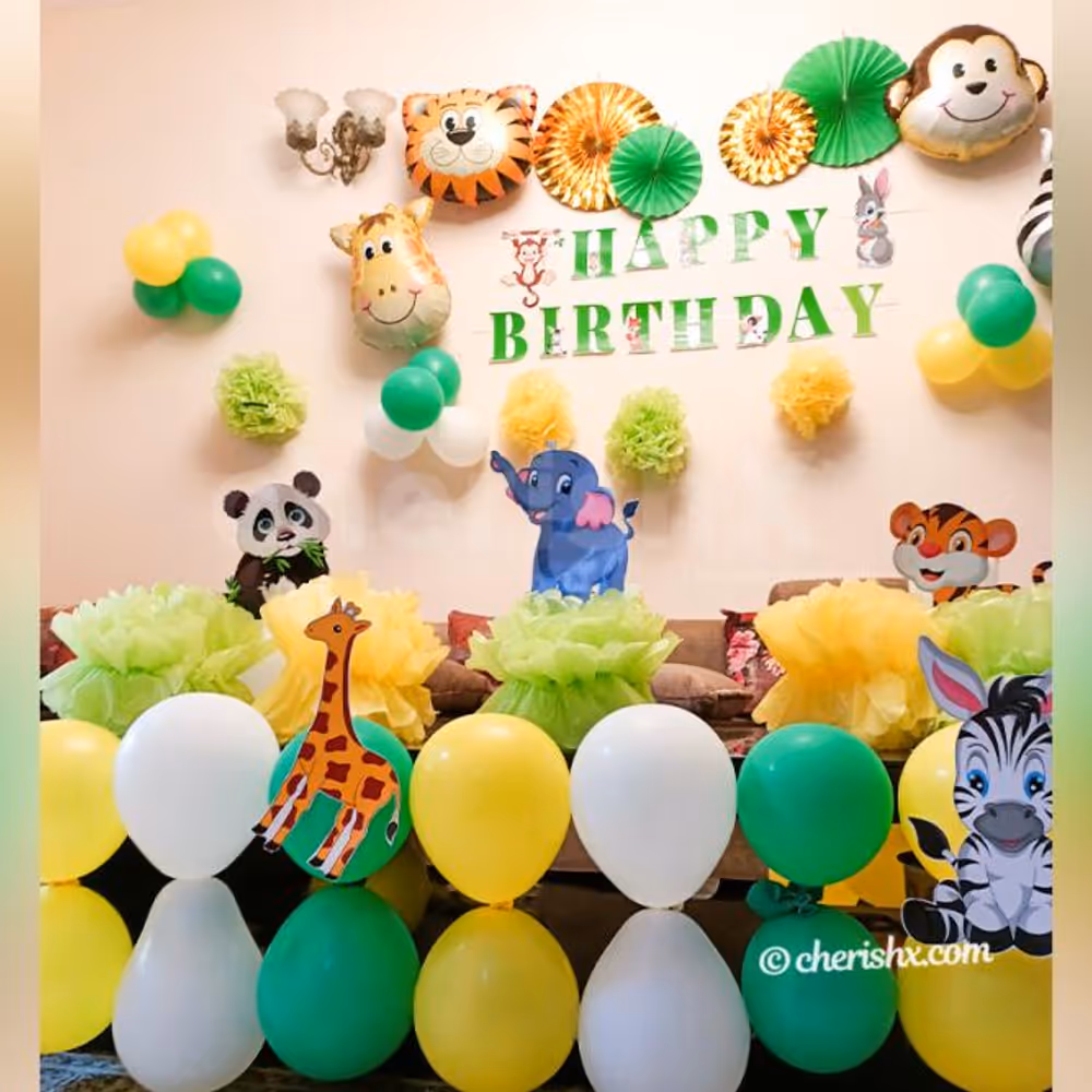 Jungle Themed Table Decor by CherishX for your kid's birthday party