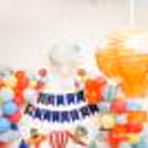 Arc of Colourful Balloons and parachute paper cut-out.