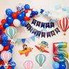Arc of Colourful Balloons and Blue Happy Birthday Bunting included in CherishX's  Aeroplan Theme Birthday Decor!