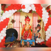 White and Red Ganesh Chaturthi Balloon Decoration