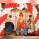 White and Red Ganesh Chaturthi Balloon Decoration