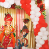 CherishX's White and Red Ganesh Chaturthi Balloon Decoration