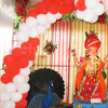 CherishX's White and Red Ganesh Chaturthi Balloon Decoration