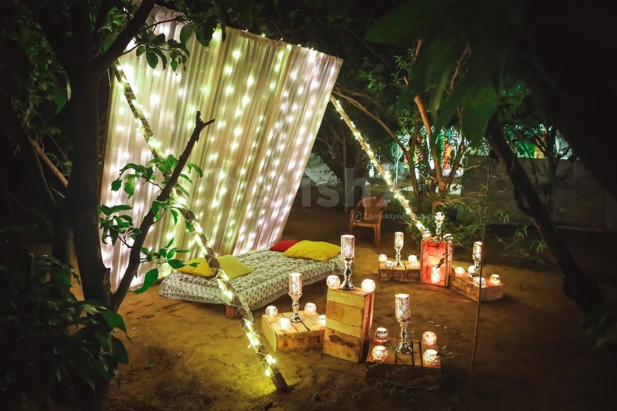 Whimsical cabana dining at a farmhouse in Kukas by cherishx