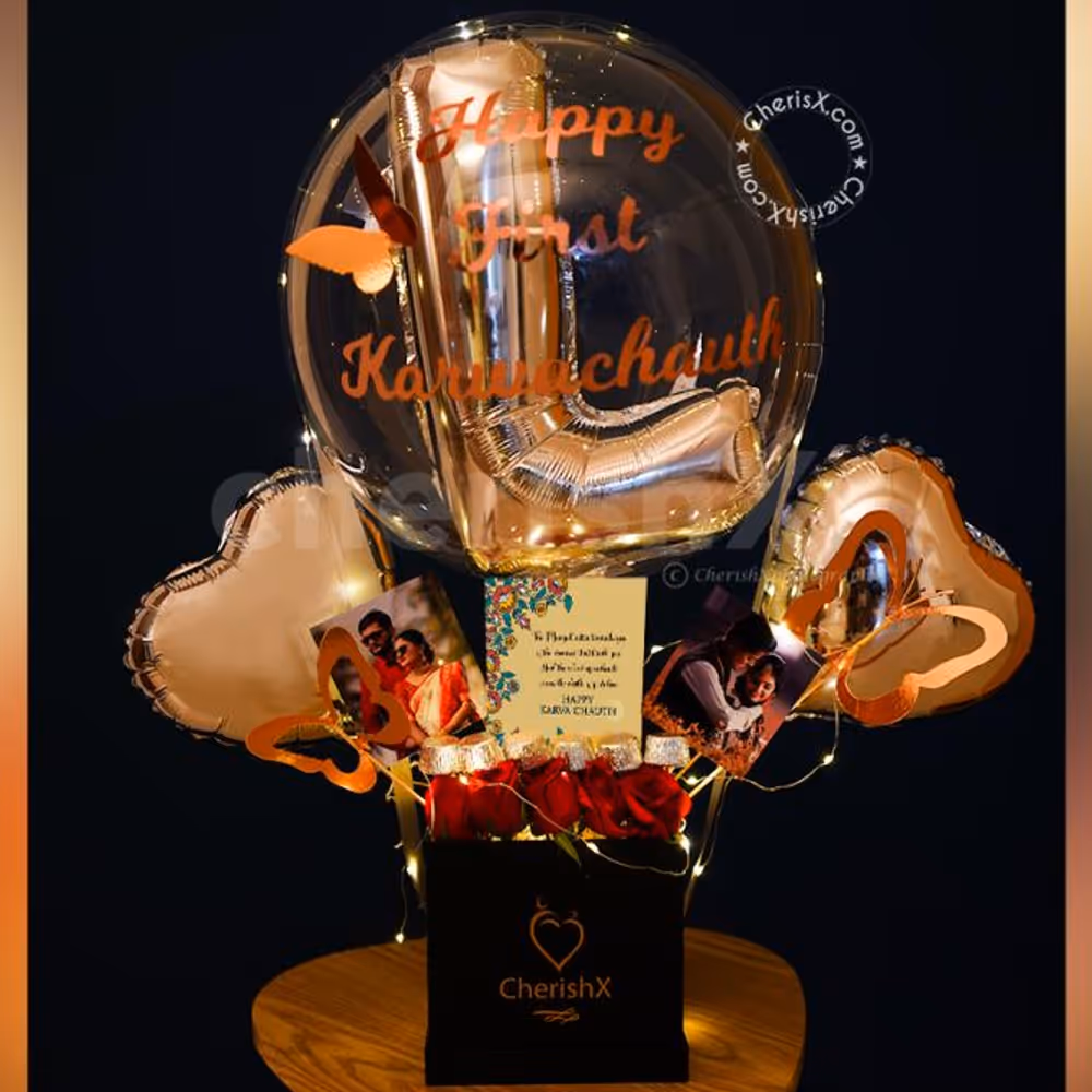 Red Rose Bucket with Initial Letter to gift your close ones.