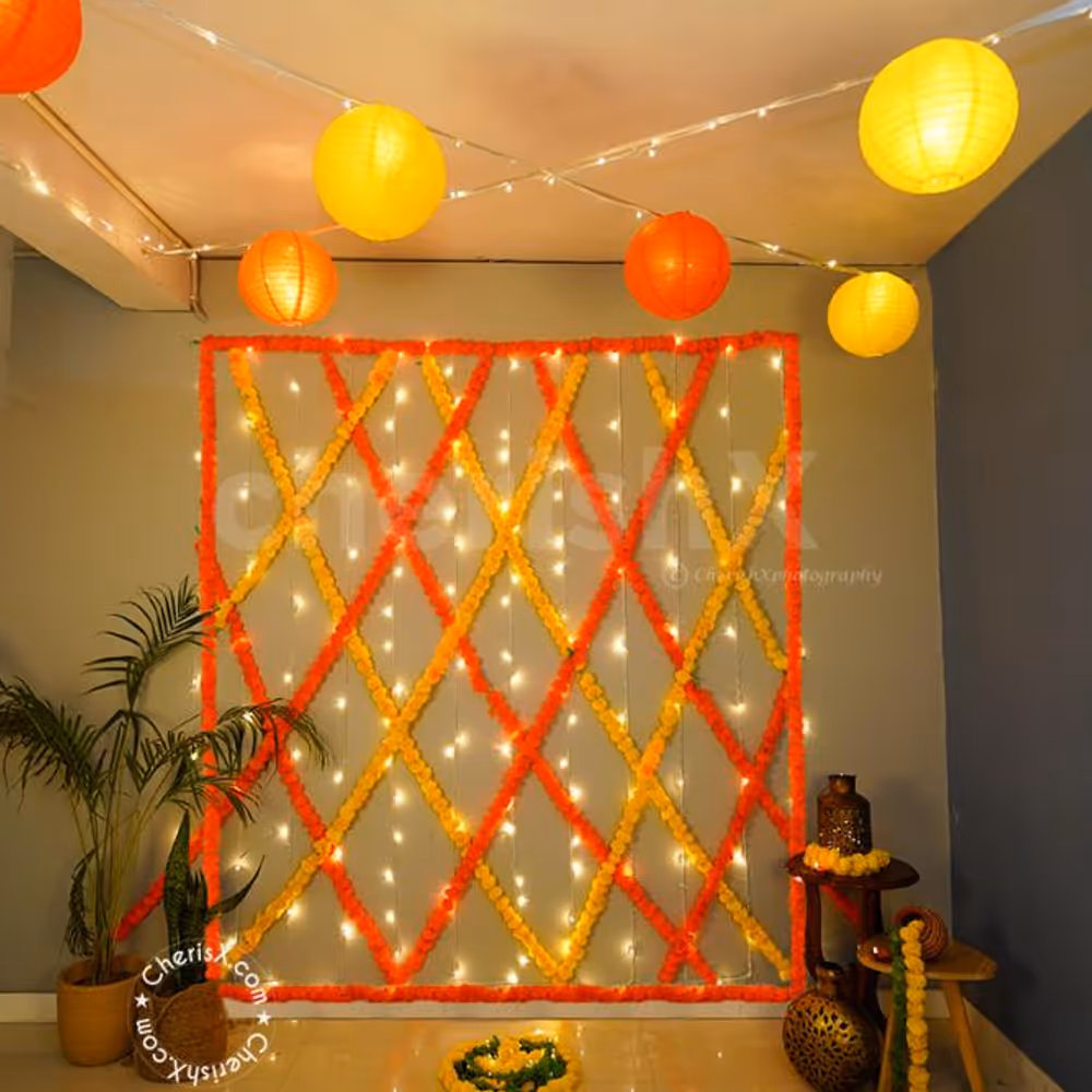 Decorate your room or hall on Diwali with CherishX's Festive Flower and Lantern Decoration.