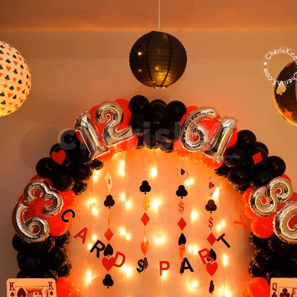 CherishX's Casino Themed Lantern Diwali Decor includes Card themed Lanterns.