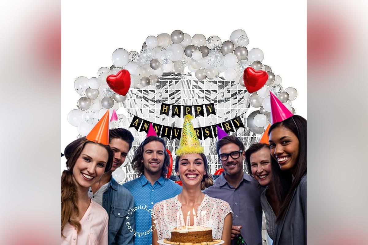 Make your close ones feel special with CherishX's Elegant White & Silver Anniversary Decor!