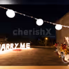 Grand Marry Me Led Letters places with heart made with red rose petals.